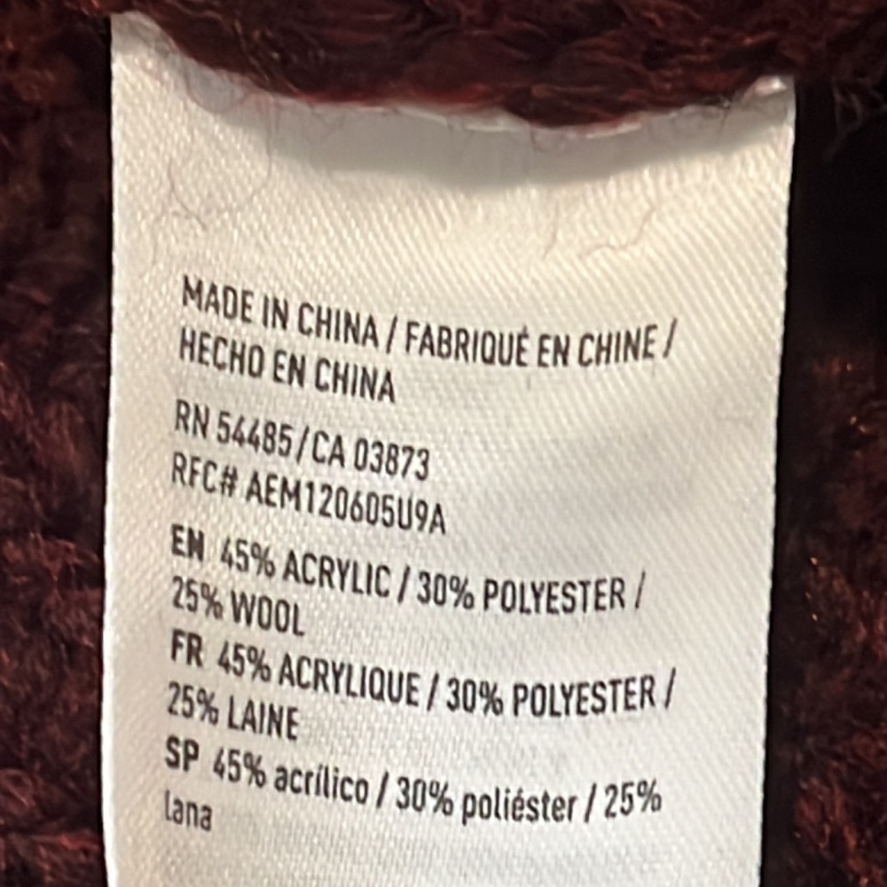 AMERICAN EAGLE Knitted Sweater Maroon Drop Shoulder Womens Size XL - Picture 6 of 7